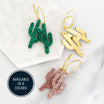 Elongated Acrylic Cactus Hoop Earrings