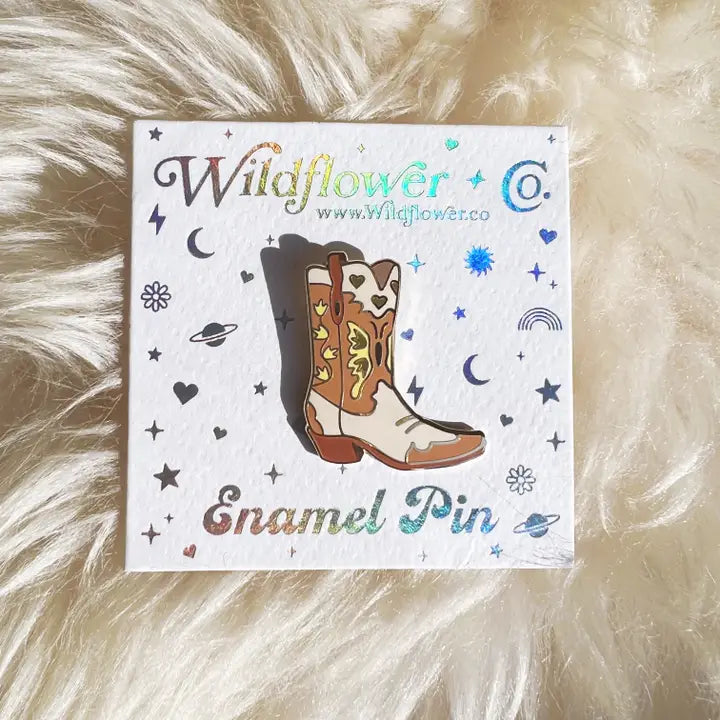 Butterfly Desert Cowgirl Boot Enamel Pin