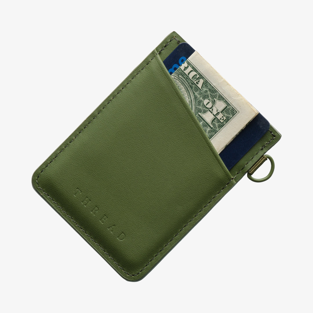 Olive Vertical Leather Wallet