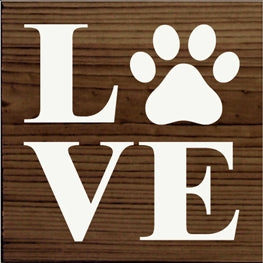 Love Paw Print Wood Sign