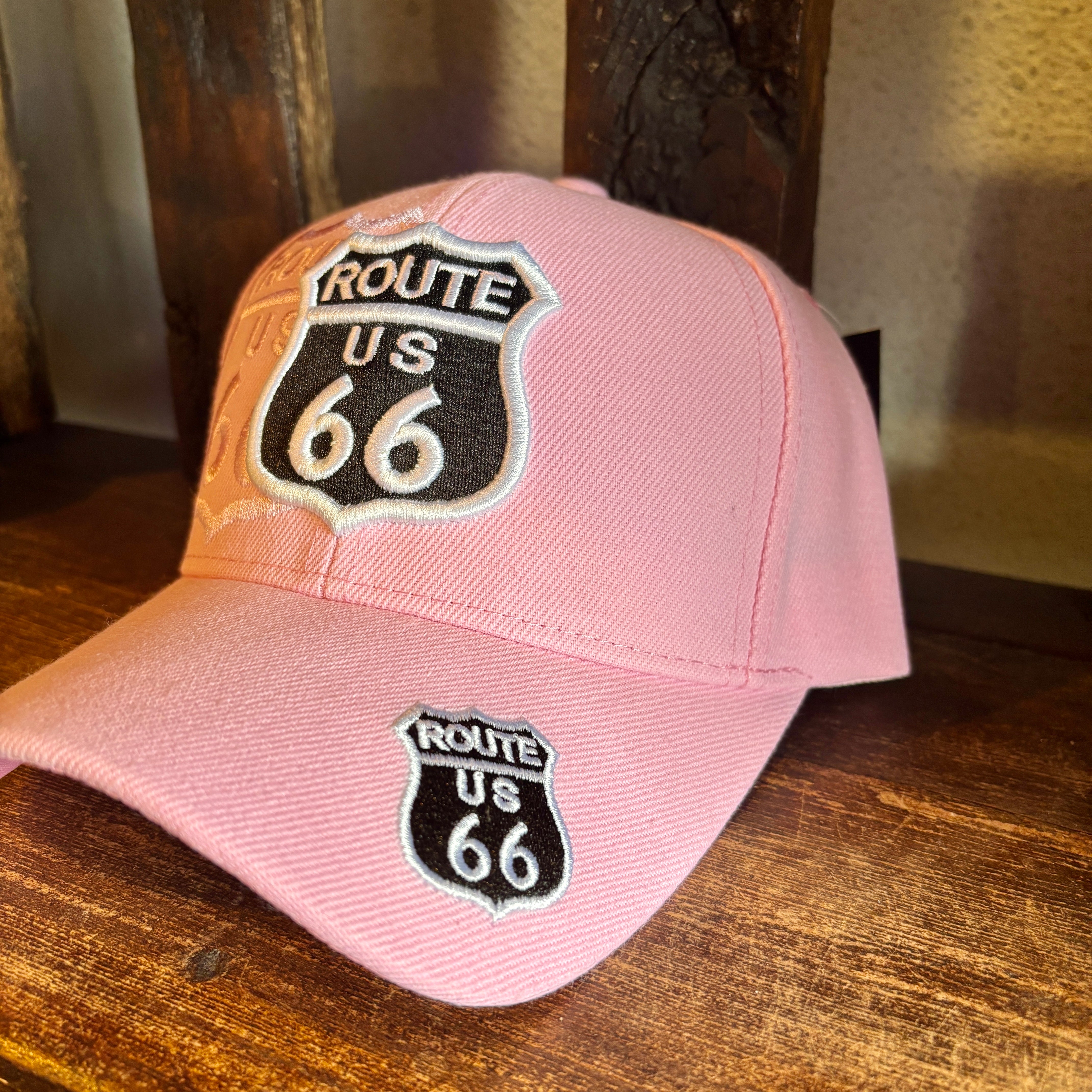 Pink Route 66 Baseball Cap