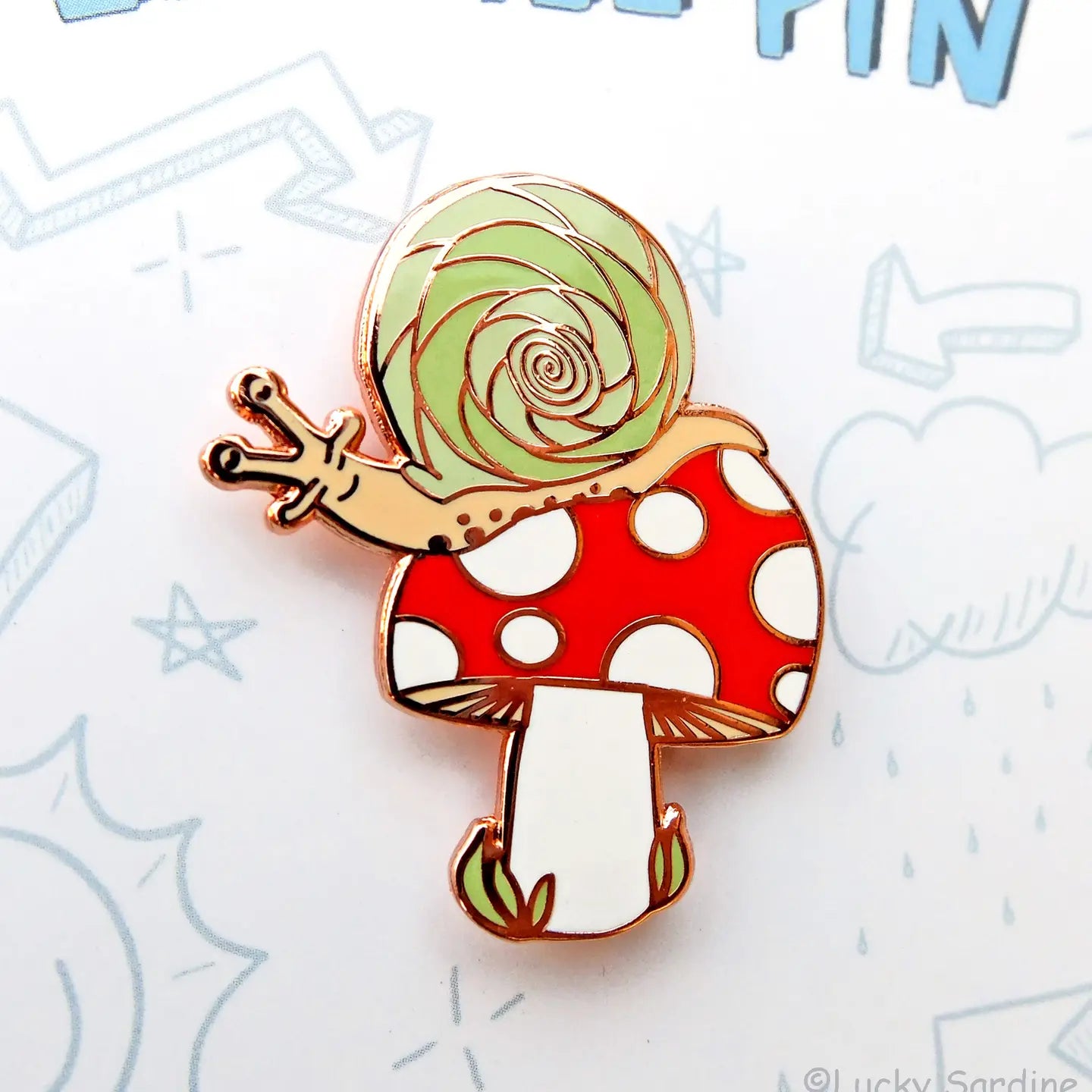 Whimsy Snail & Mushroom Pin