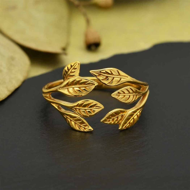 Adjustable Leaf Cluster Ring - Bronze