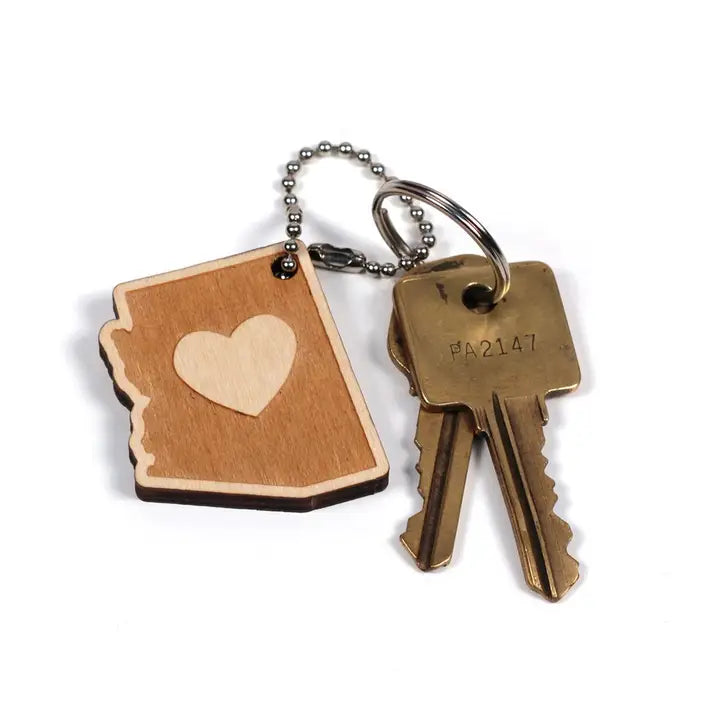 Arizona Home State Wood Keychain