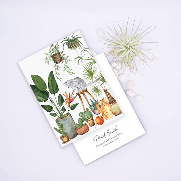 Plants and Cats Greeting Card