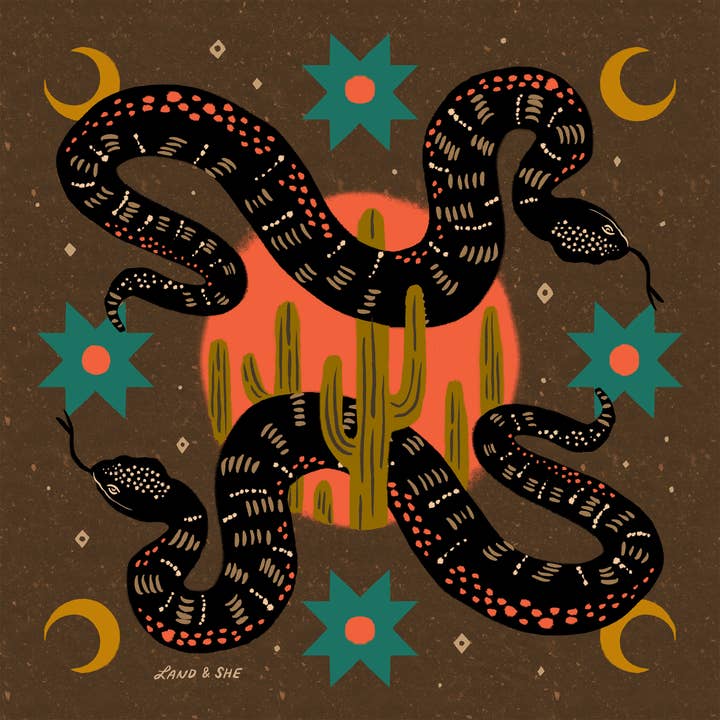 Twin Rattlesnakes Print 8x8