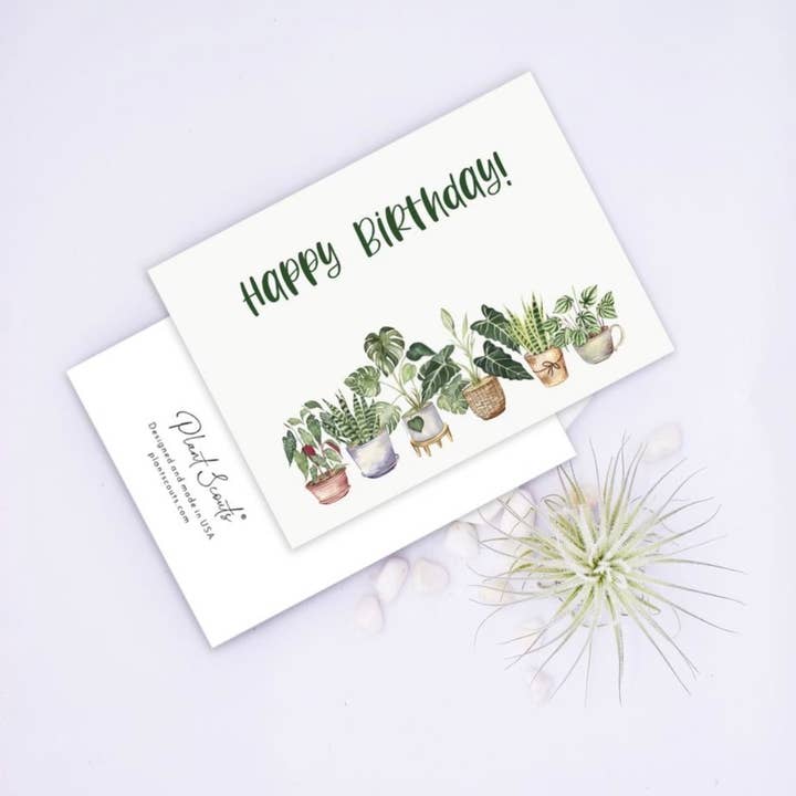 Happy Birthday Potted Plants Greeting Card