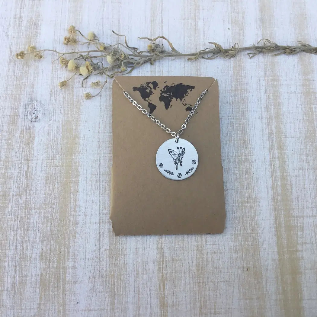 Butterfly Floral Pendant Necklace