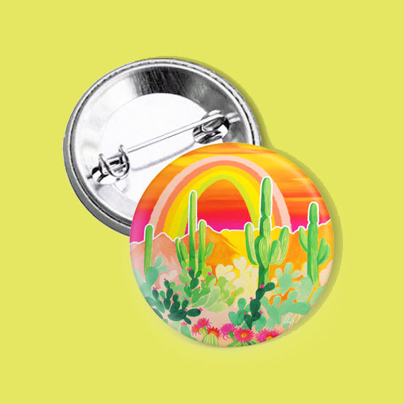 Desert Rainbow Watercolor Button