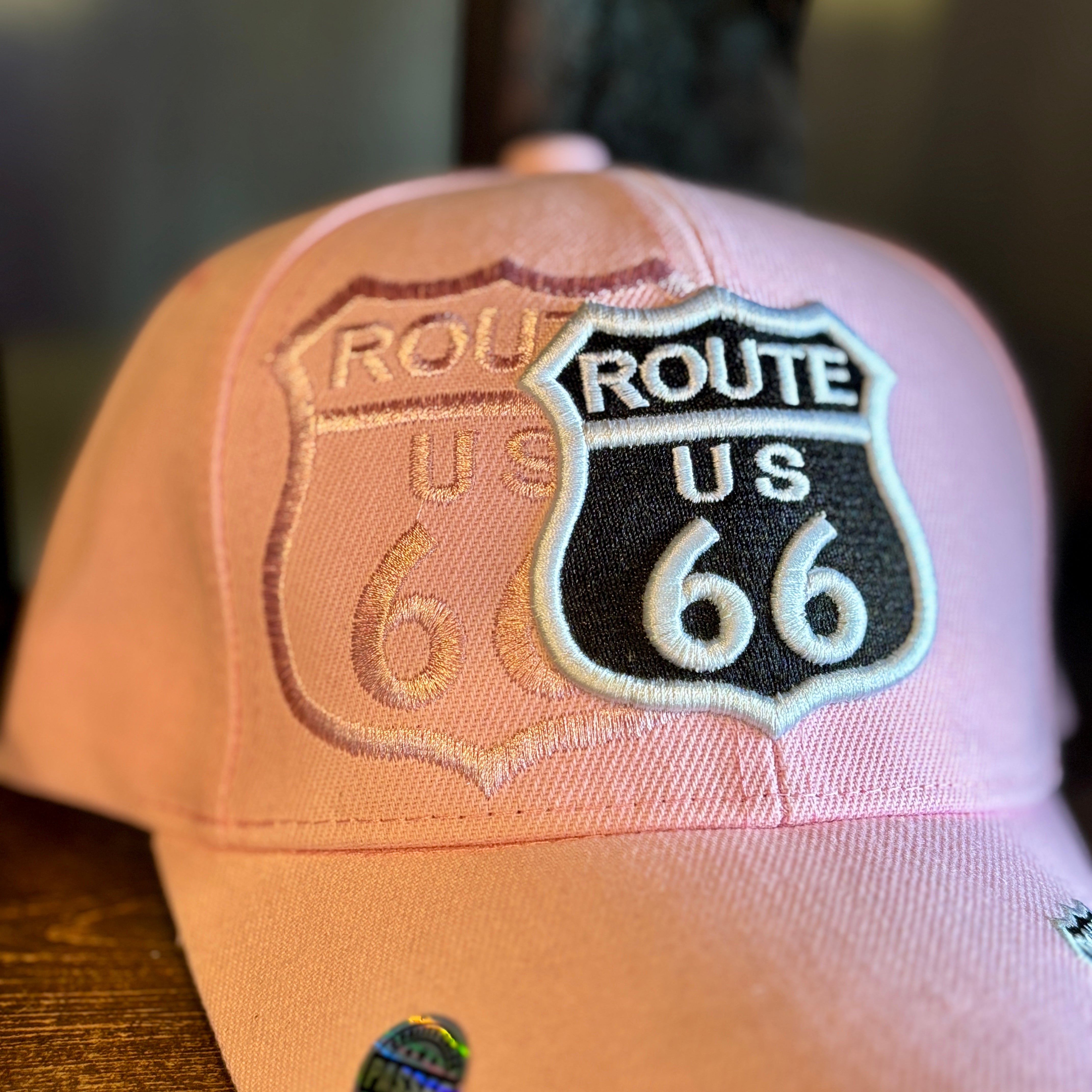 Pink Route 66 Baseball Cap