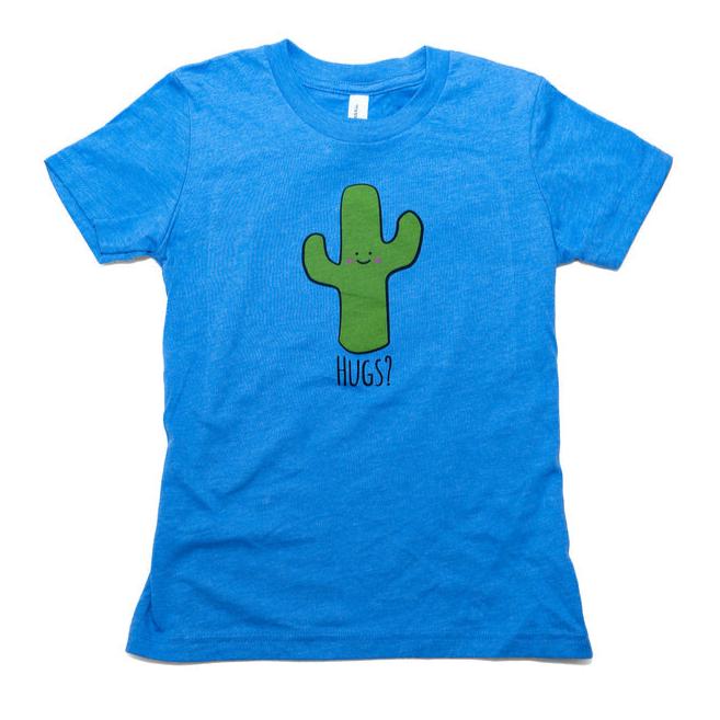 Hugs Cactus Kids' Tee - Blue