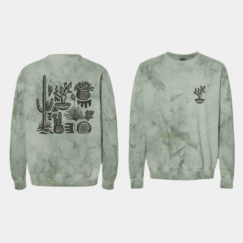 Cactus Bloom Tie Dye Crewneck