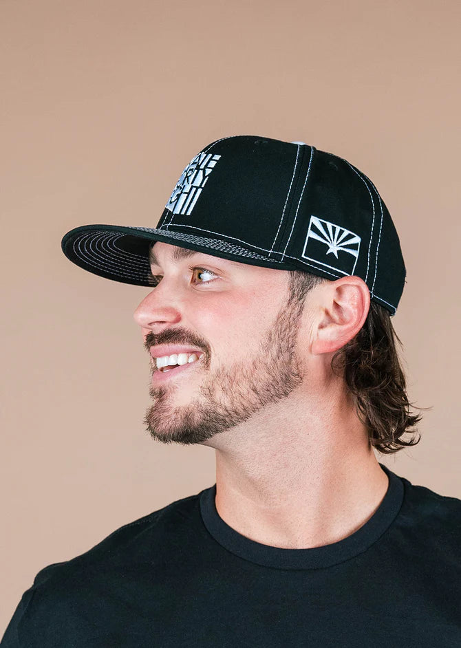 State Forty Eight Snapback Hat Classic Pinstripes  | Black & White