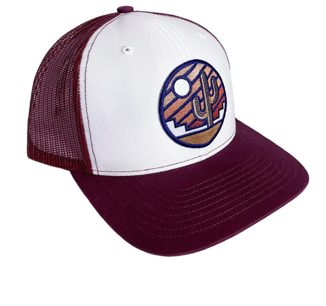 Stained Glass Sonoran Sunrise Trucker - Maroon and White