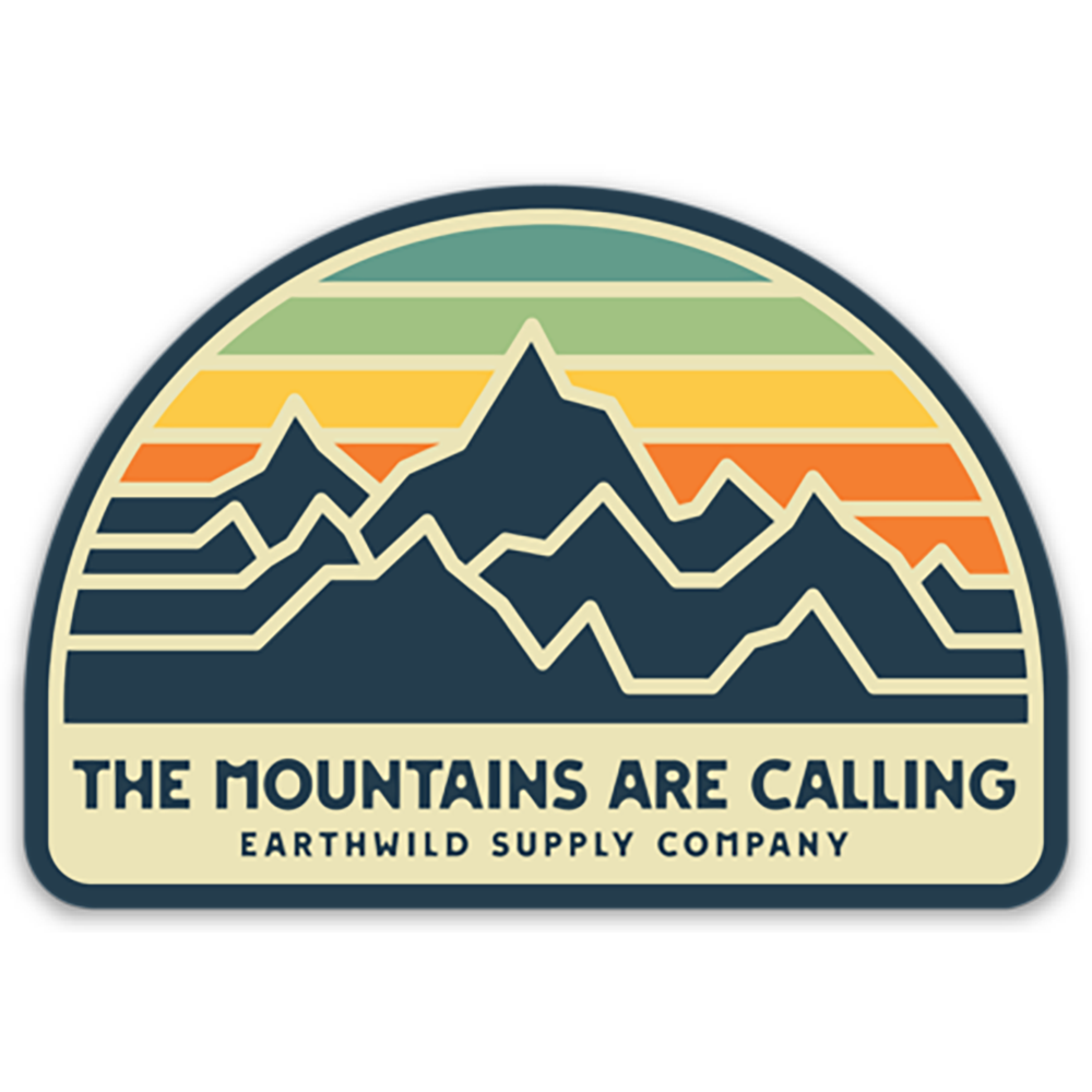 The Mountains Are Calling Retro Sticker