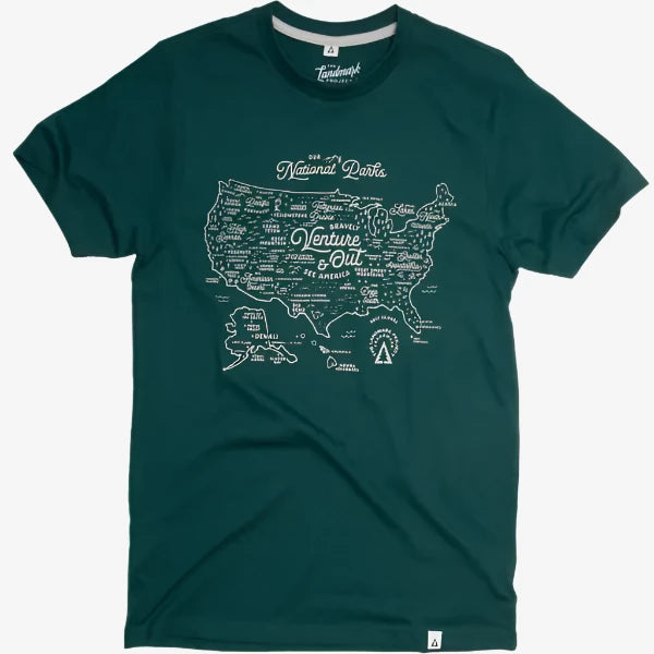 National Parks Map Tee - Spruce