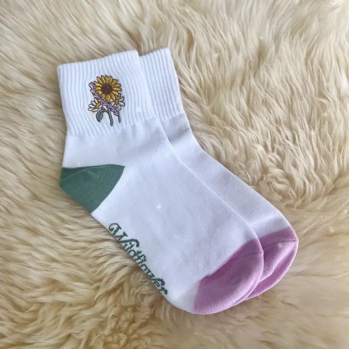 Sunflower Embroidered Socks