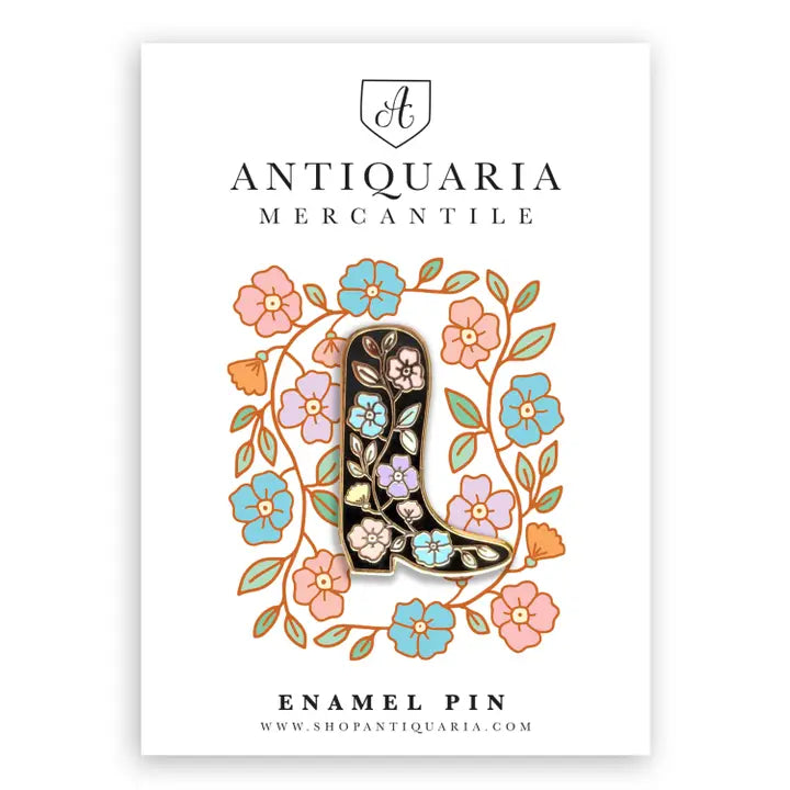 Floral Cowboy Boot Enamel Pin