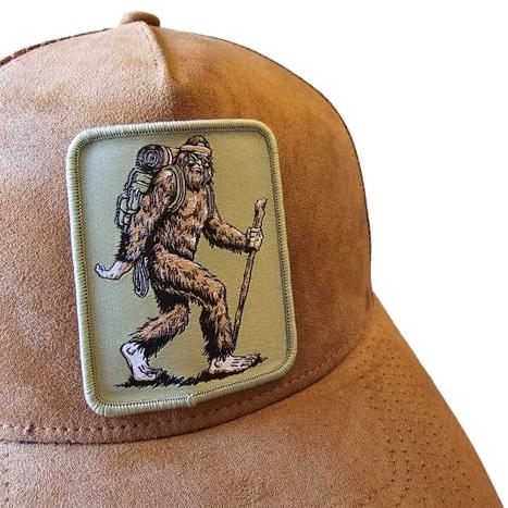 Hiking Sasquatch Patch Suede Trucker Hat