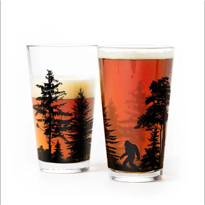 Bigfoot in the Forest Pint Glass