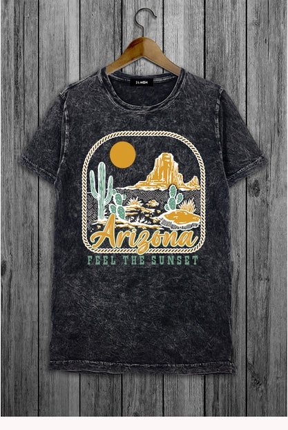 Arizona Feel the Sunset Mineral Washed Graphic Tee