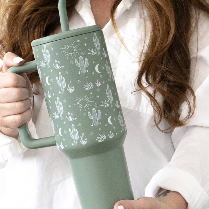 Stanley Style Cactus Insulated Tumbler - Green