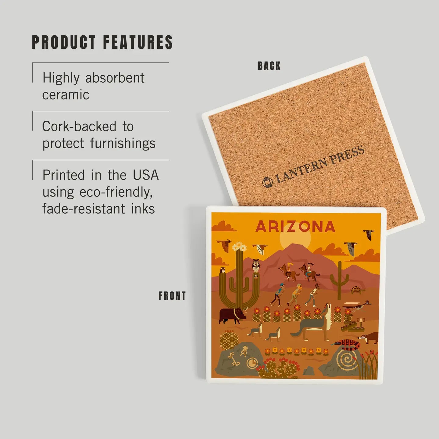 Arizona Retro Route 66 Ceramic Coaster