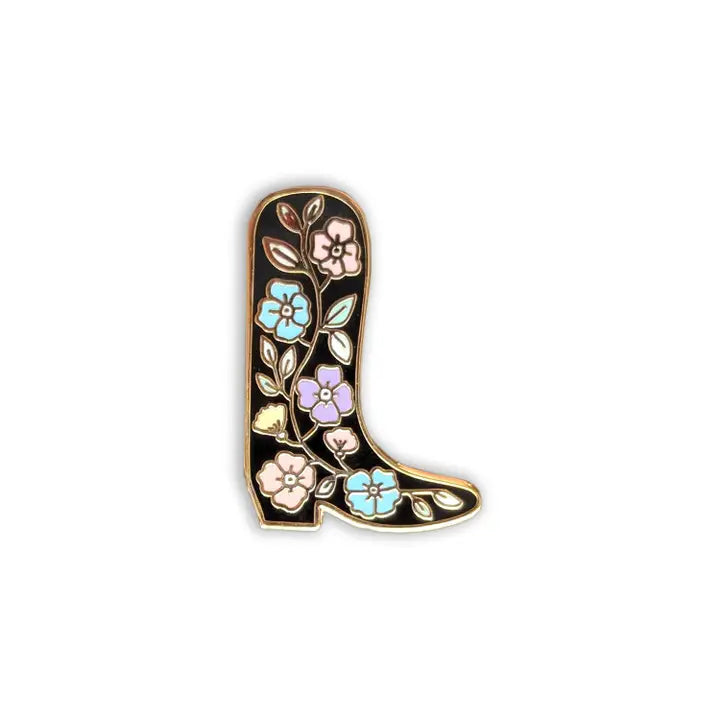 Floral Cowboy Boot Enamel Pin