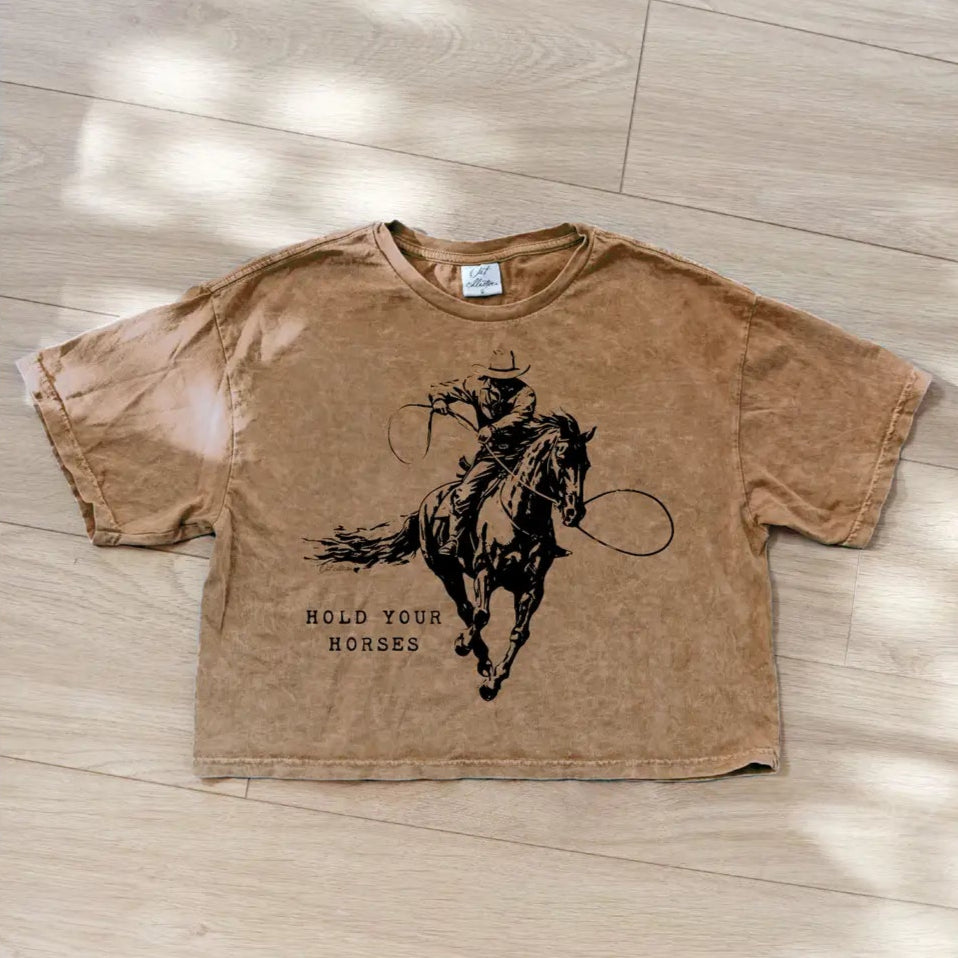 Hold Your Horses Graphic Crop Tee