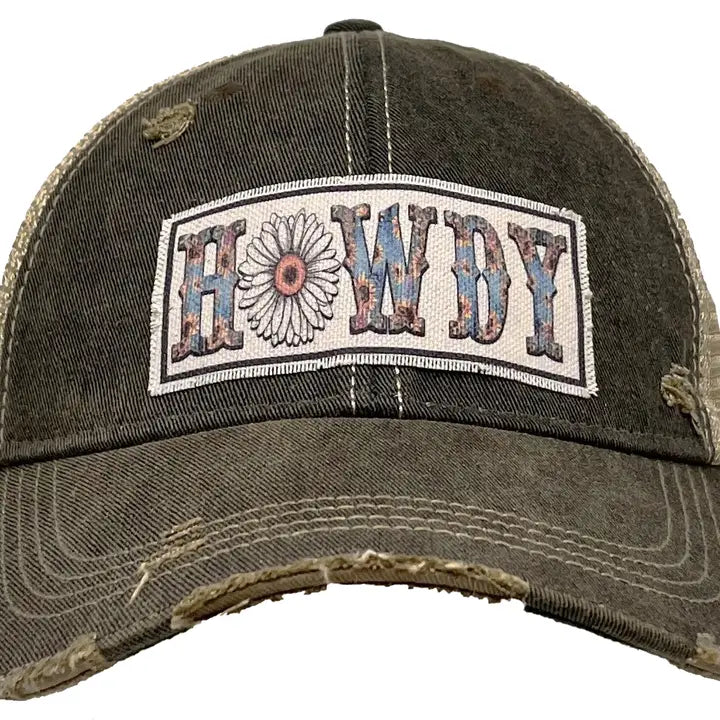 Howdy Flower Distressed Trucker