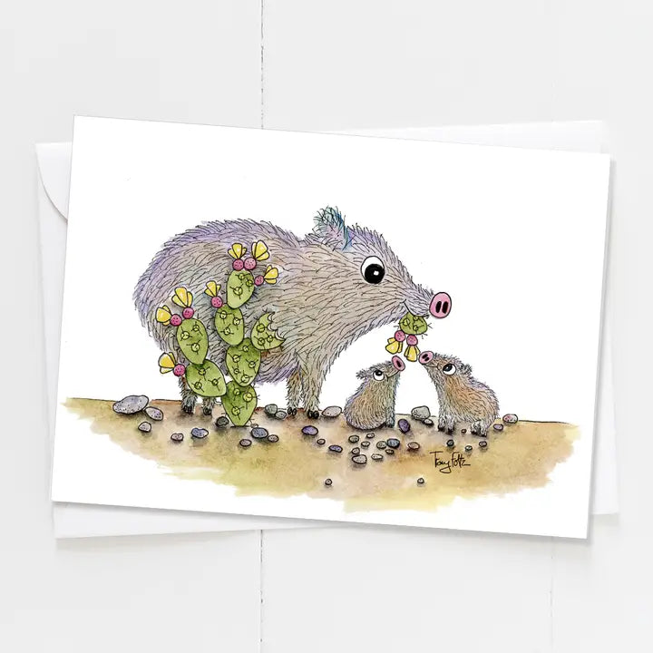 Javelina Momma and Babies Card