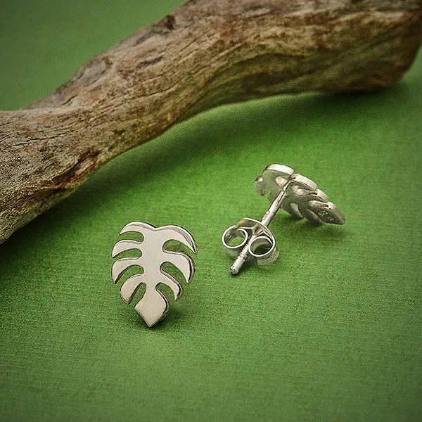 Monstera Earrings - Recycled Sterling Silver