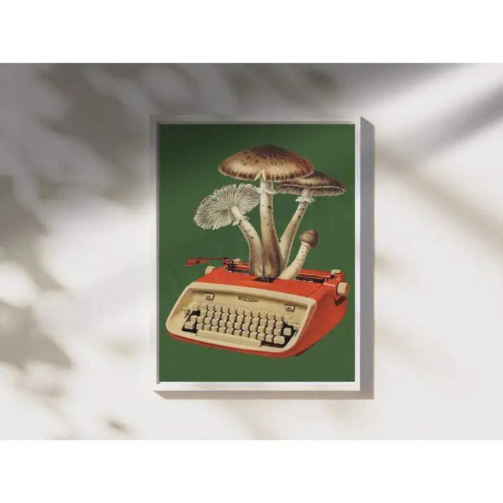 Vintage Mushroom Typewriter Art Print