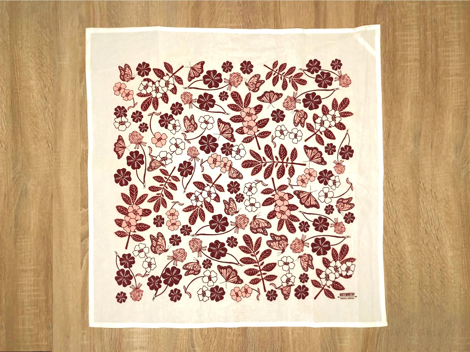 Flowers and Monarchs Tea Towel