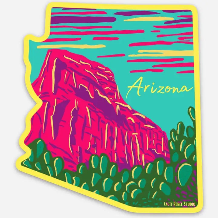 Arizona Pink Rocks and Prickly Pear Sticker