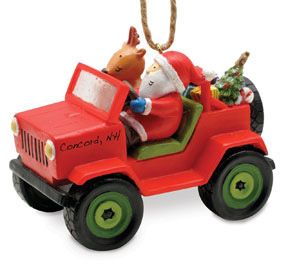 Santa in a Jeep Ornament