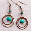 Turquoise Saturn Copper Hoop Earrings