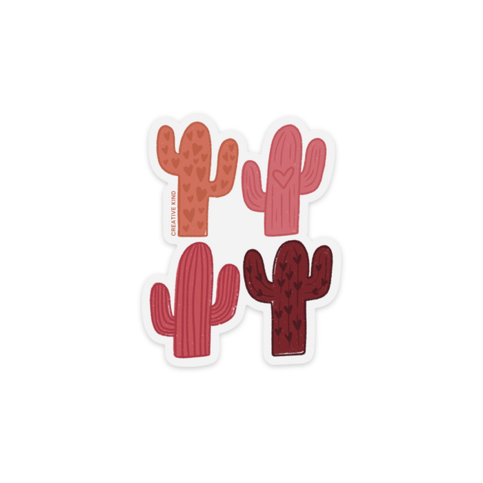 Hearts Cactus Quartet Clear Back Sticker