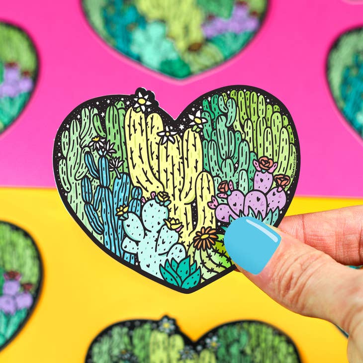 Cacti Garden Heart Sticker