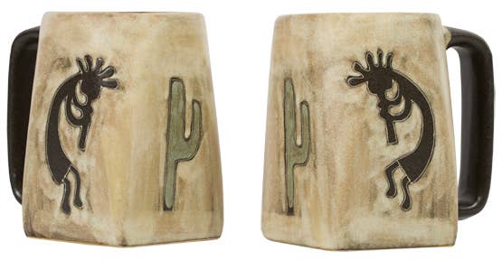 Kokopelli Square Stoneware Mug Tan