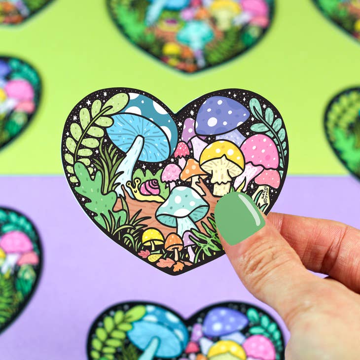 Forest Mushroom Heart Sticker