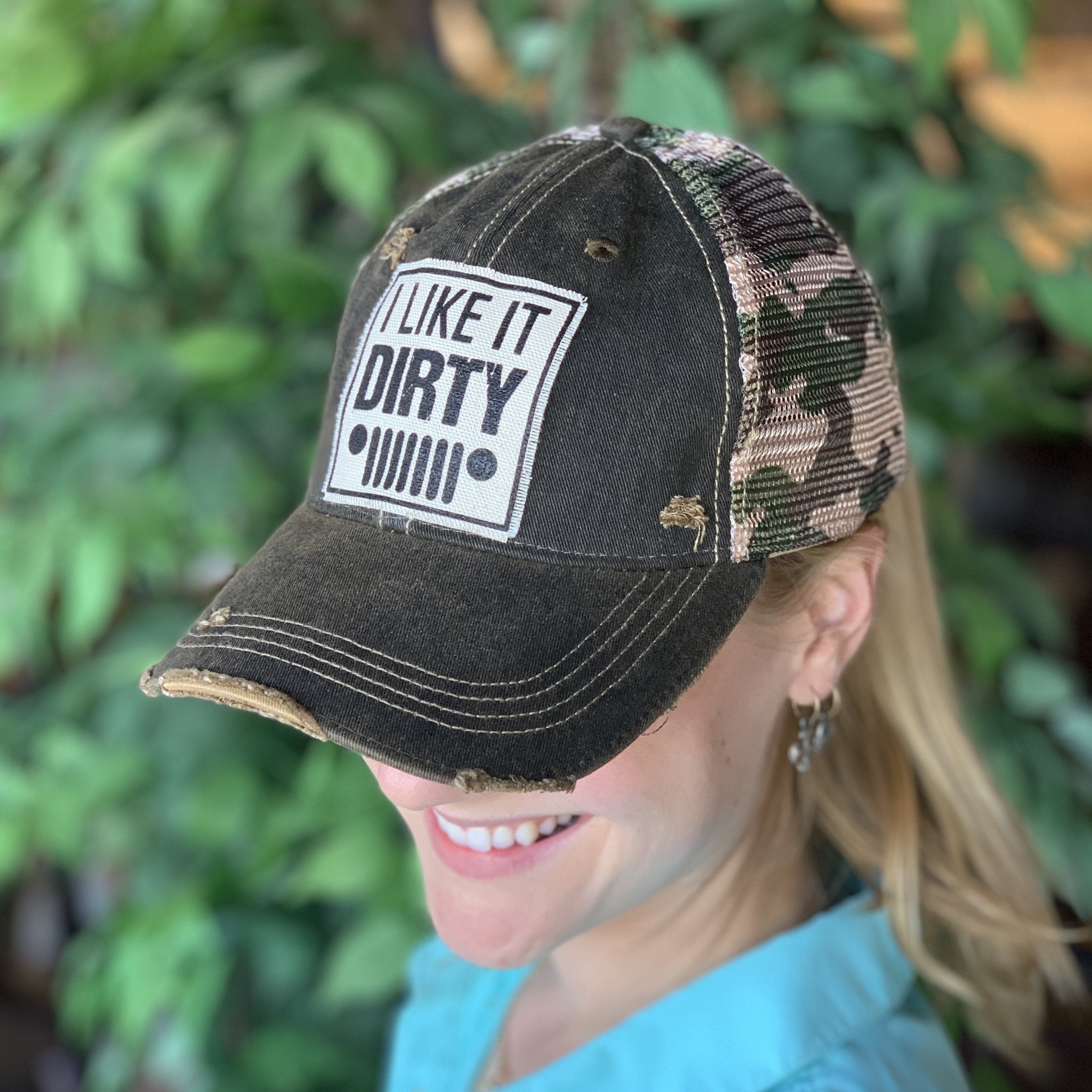 I Like It Dirty Vintage Distressed Trucker Hat